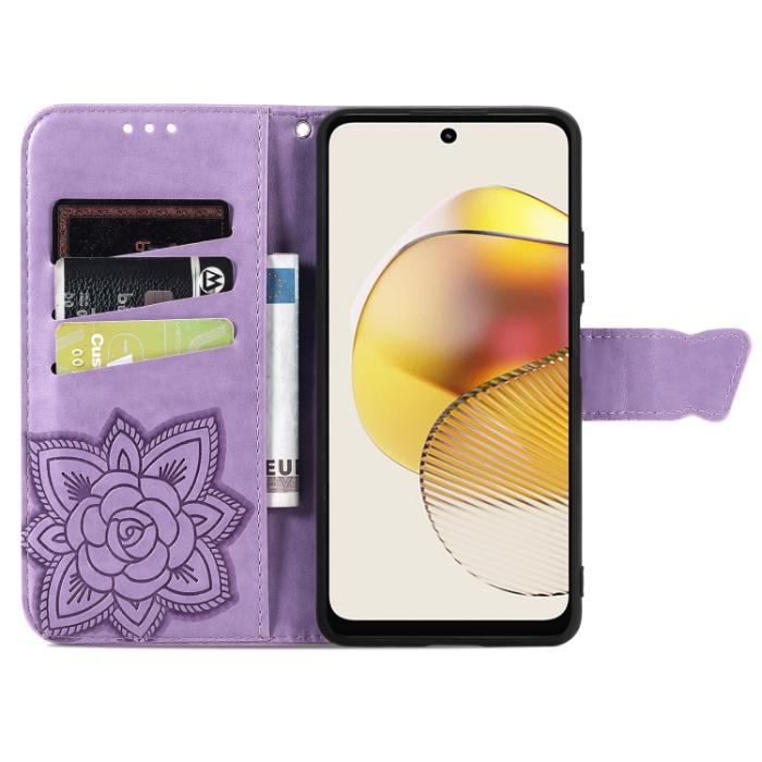 Bild 3, Motorola Moto G73 5G Fodral Butterfly Lila