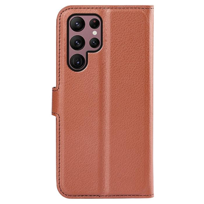 Bild 6, Samsung Galaxy S23 Ultra Fodral Litchi Läder Brun
