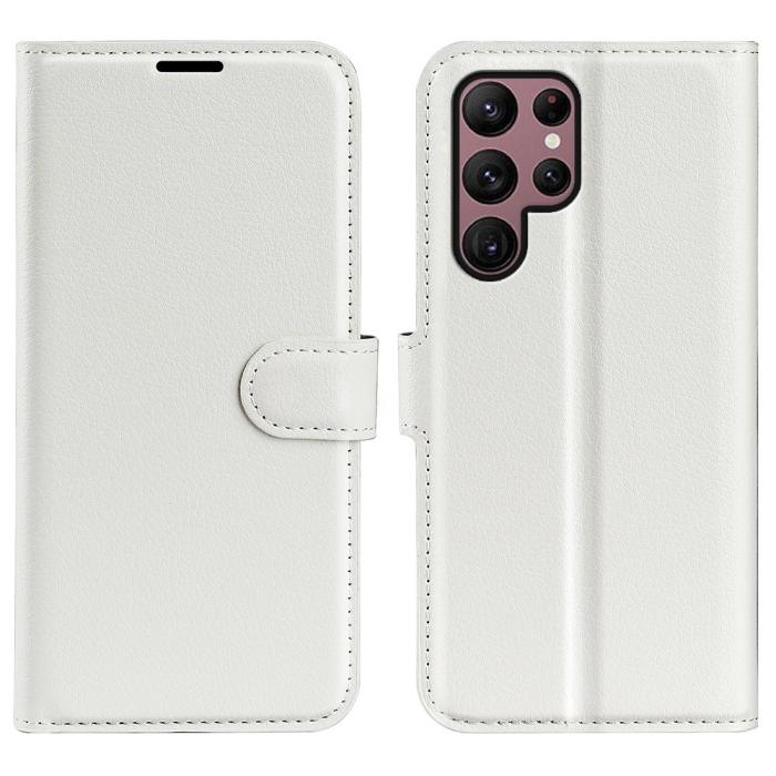 Bild 1, Samsung Galaxy S23 Ultra Fodral Litchi Läder Vit