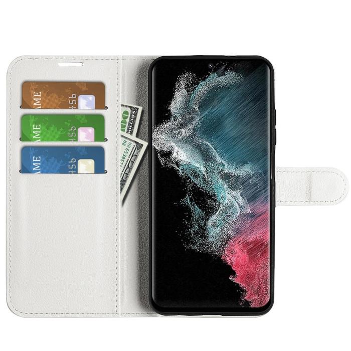 Bild 2, Samsung Galaxy S23 Ultra Fodral Litchi Läder Vit
