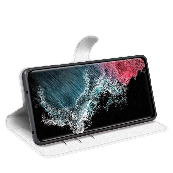 Bild 3, Samsung Galaxy S23 Ultra Fodral Litchi Läder Vit
