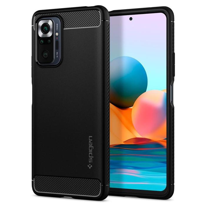 Bild 1, Xiaomi Redmi Note 10 Pro - Spigen Rugged Armor Skal - Matt Svart