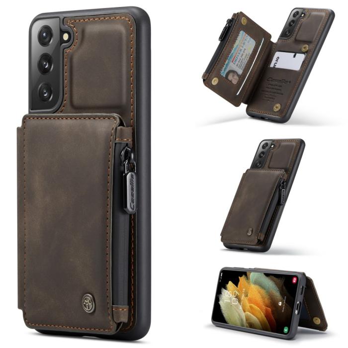 Bild 1, Samsung Galaxy S21 Plus - CASEME Skal med Plånboksfunktion - Mörk run