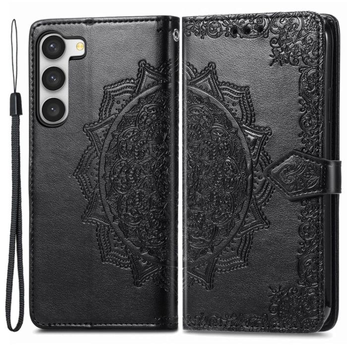 Bild 1, Samsung Galaxy S23 Fodral Mandala Läder Svart