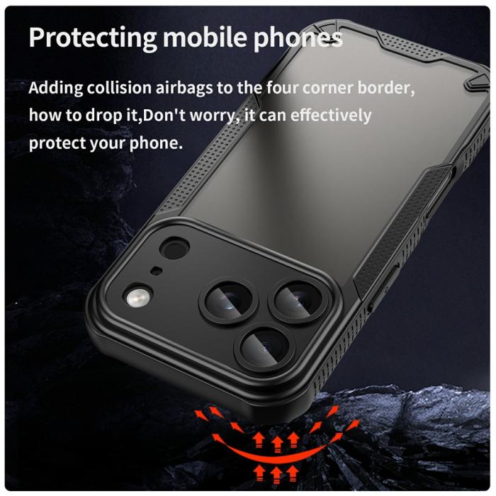 Bild 3, iPhone 18 Pro / 17 Pro Skal Hybrid Frostat Transparent Svart