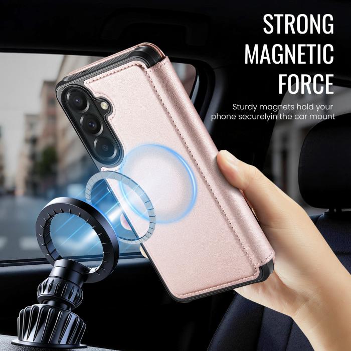 Bild 2, CASEME Samsung Galaxy A17/A16/A26 Skal RFID Plånbok Roséguld