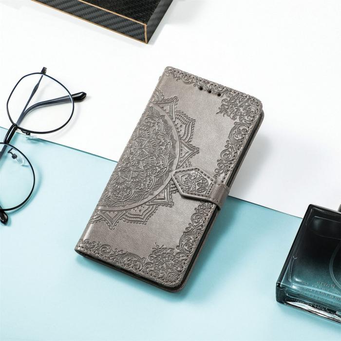 Bild 6, Google Pixel 6A Fodral Mandala Läder Grå