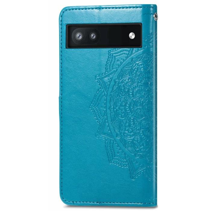 Bild 3, Google Pixel 6A Fodral Mandala Läder Blå