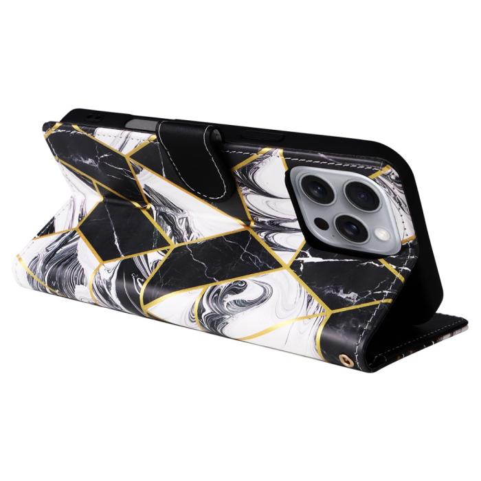 Bild 4, iPhone 16 Pro Max Fodral Marmor Tryck Svart