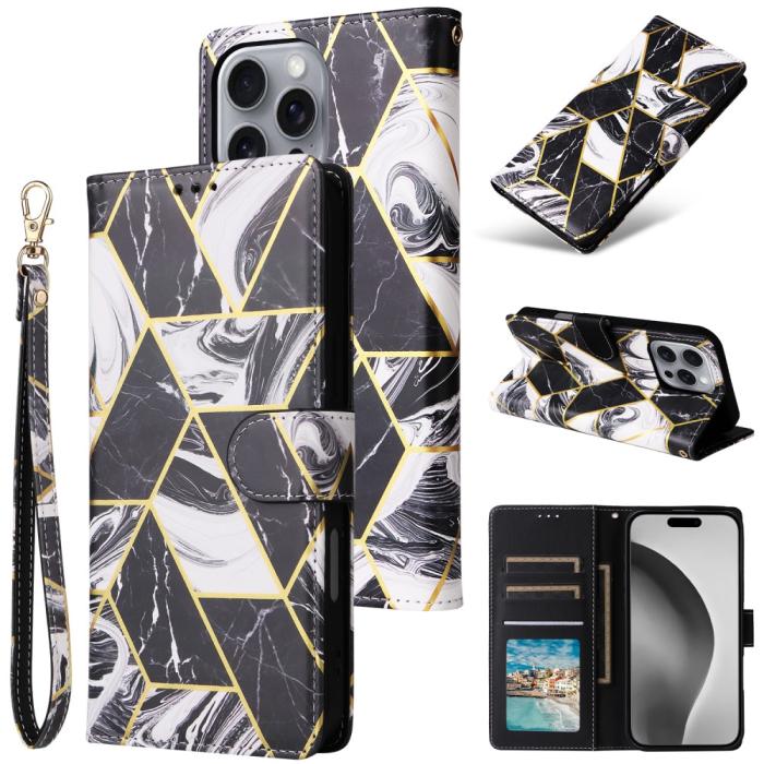 Bild 6, iPhone 16 Pro Max Fodral Marmor Tryck Svart