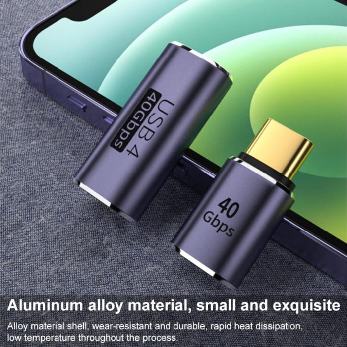 Bild 4, USB-C Hona - USB-C Hona Adapter USB 4.0 Aluminium Blå