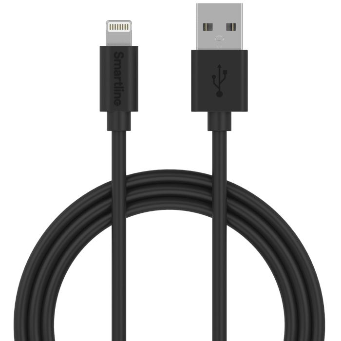 Bild 1, Smartline 3m Lightning MFi Laddningskabel Svart