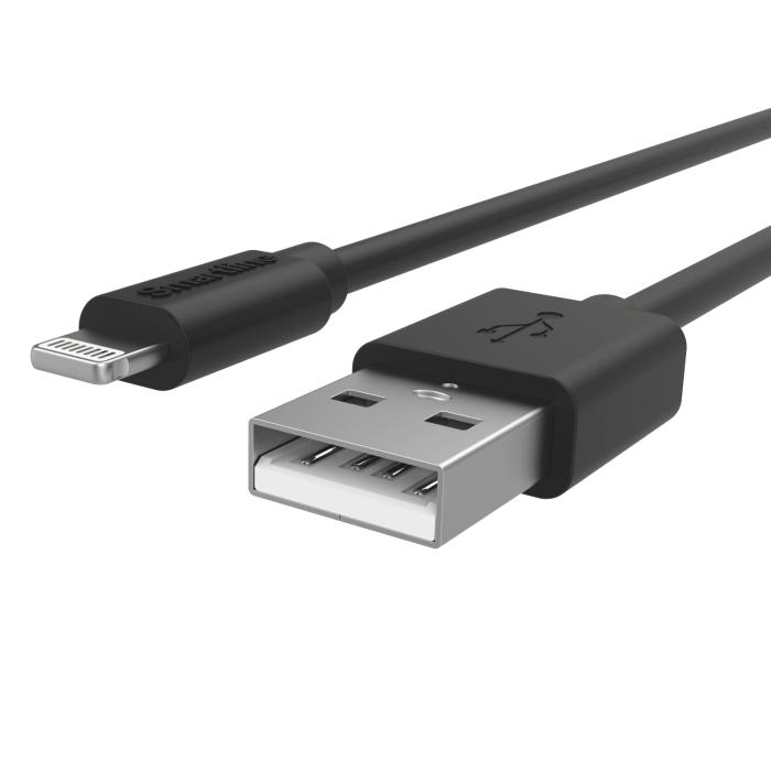 Bild 2, Smartline 3m Lightning MFi Laddningskabel Svart