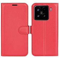 Xiaomi 15 Fodral Litchi L&auml;der R&ouml;d