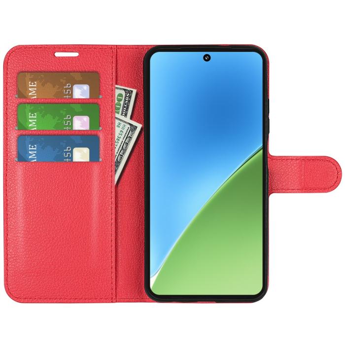 Bild 2, Xiaomi 15 Fodral Litchi Läder Röd