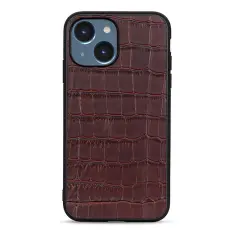 iPhone 15 Skal Krokodil Textur Läder Brun