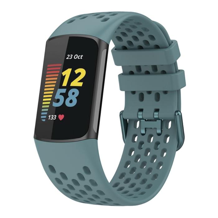 Bild 3, Fitbit Charge 6 / 5 Armband Silikon Ihåligt Blå