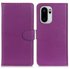 OnePlus 15R Fodral Litchi L&auml;der Lila