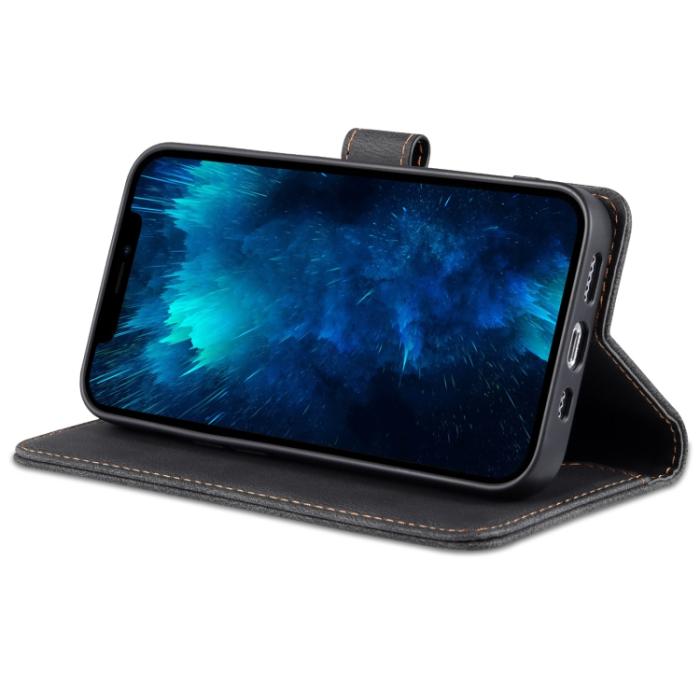 Bild 5, AZNS iPhone 14 Pro Fodral Skin Feel Läder Svart