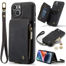 CASEME iPhone 15 Plus Skal RFID Med Pl&aring;nbok Svart