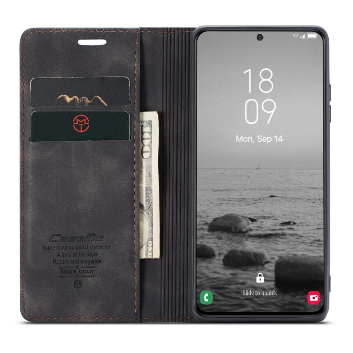 Bild 2, CASEME Samsung Galaxy S23 Fodral Flip Läder Svart