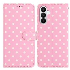 Samsung Galaxy S26 Plus Fodral Polka Dot L&auml;der Rosa/Vit