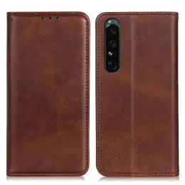 Sony Xperia 1 V Fodral Flip Split Läder Brun