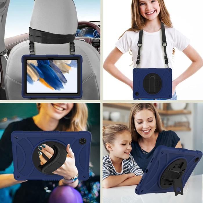 Bild 3, Galaxy Tab A8 Skal Hybrid Shockproof Kickstand Mörk Blå