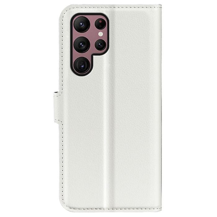 Bild 6, Samsung Galaxy S23 Ultra Fodral Litchi Läder Vit