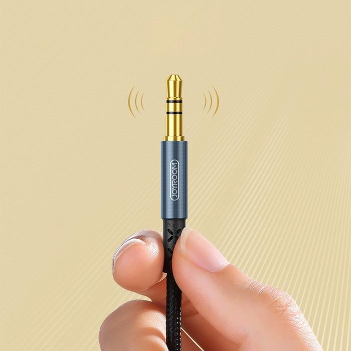 Bild 4, Joyroom 1m 3.5 mm AUX Ljudkabel Nylon - Mörk Blå