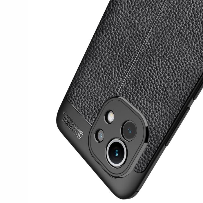 Bild 5, Xiaomi Mi 11 - Litchi Textur Skal - Svart