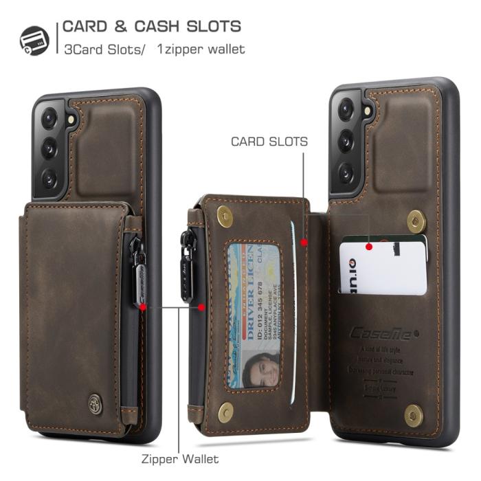 Bild 4, Samsung Galaxy S21 Plus - CASEME Skal med Plånboksfunktion - Mörk run
