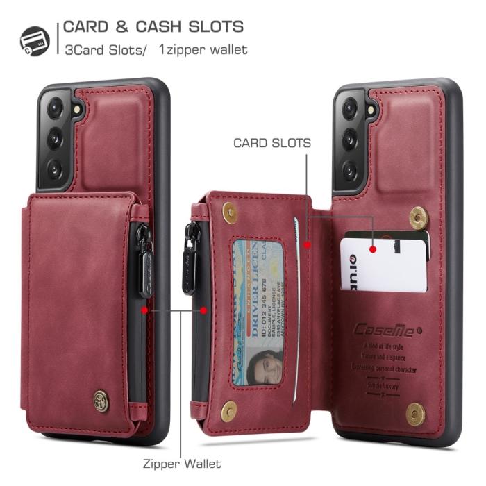 Bild 4, Samsung Galaxy S21 Plus - CASEME Skal med Plånboksfunktion - Röd