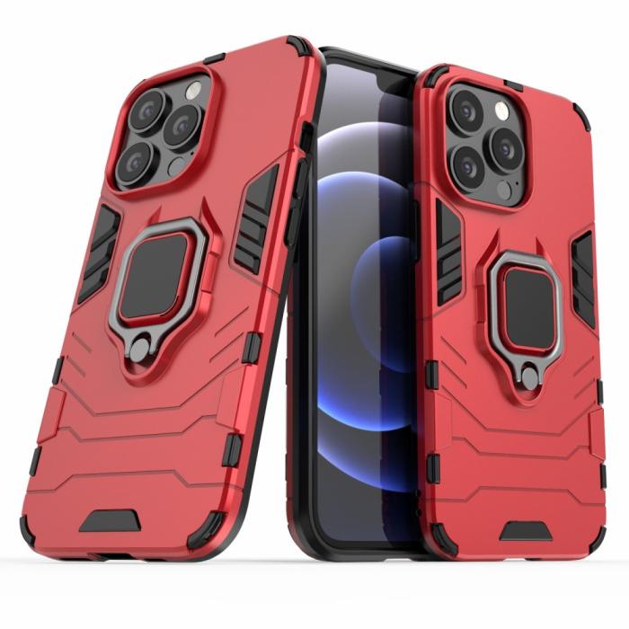 Bild 1, iPhone 13 Pro - Hybrid Armor Ring Skal - Röd