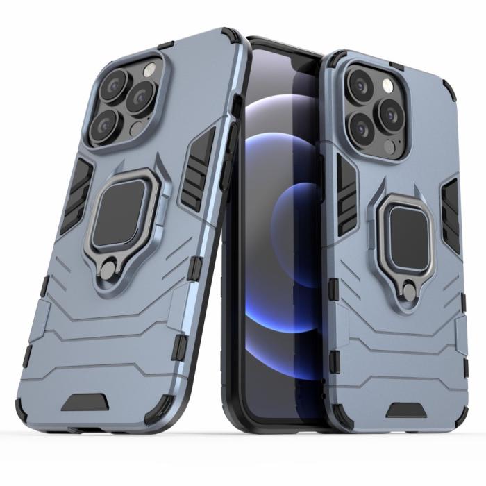 Bild 1, iPhone 13 Pro - Hybrid Armor Ring Skal - Navy Blue