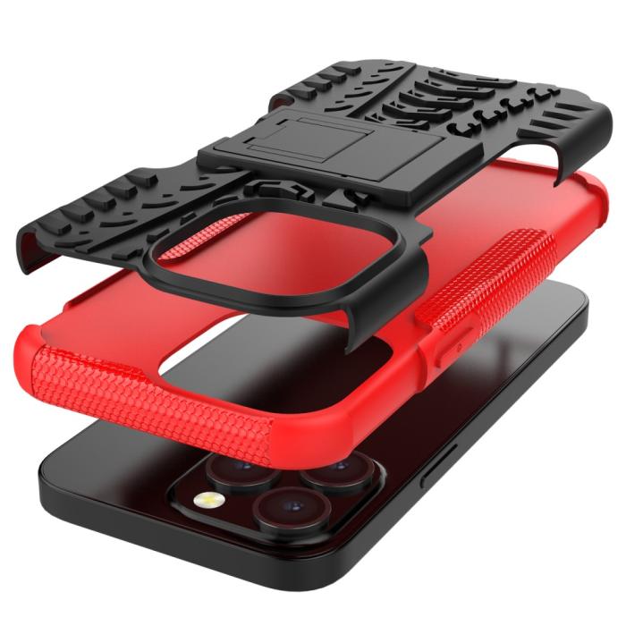 Bild 6, iPhone 13 Pro - Ultimata Stöttåliga Skalet med Stöd - Röd