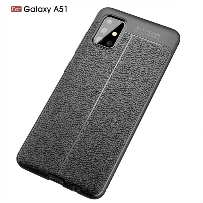 Bild 2, Samsung Galaxy A51 - Litchi Textur Skal - Svart