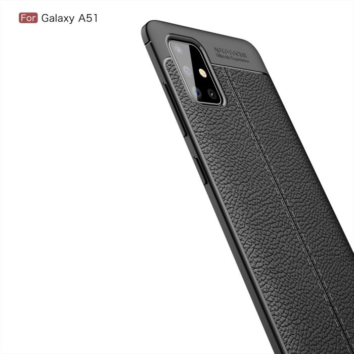 Bild 4, Samsung Galaxy A51 - Litchi Textur Skal - Svart
