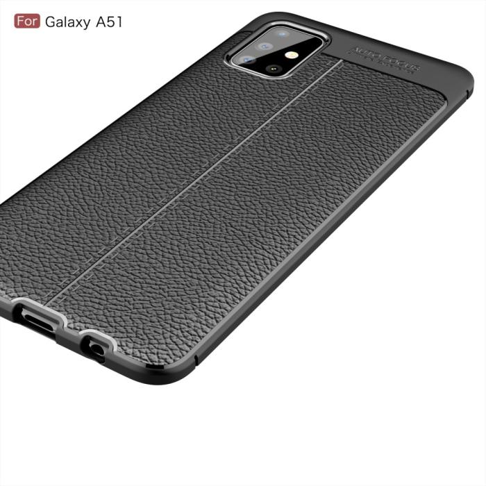 Bild 5, Samsung Galaxy A51 - Litchi Textur Skal - Svart