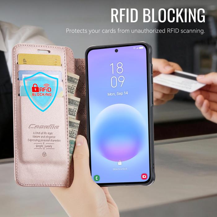 Bild 3, CASEME Samsung Galaxy A17/A16/A26 Skal RFID Plånbok Roséguld