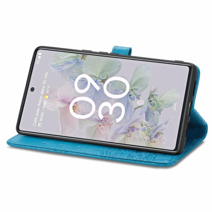 Bild 5, Google Pixel 6A Fodral Mandala Läder Blå