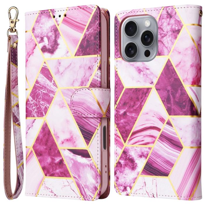 Bild 1, iPhone 16 Pro Max Fodral Marmor Tryck Rosa