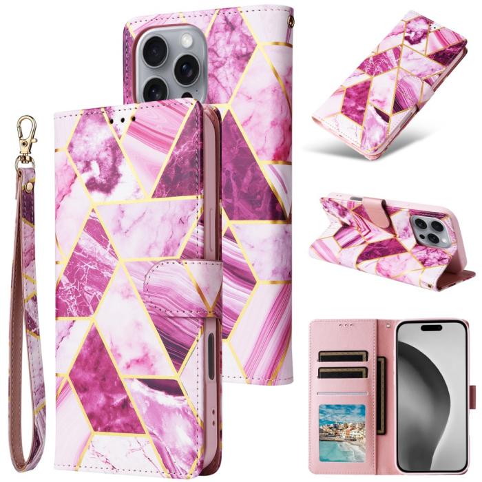 Bild 6, iPhone 16 Pro Max Fodral Marmor Tryck Rosa