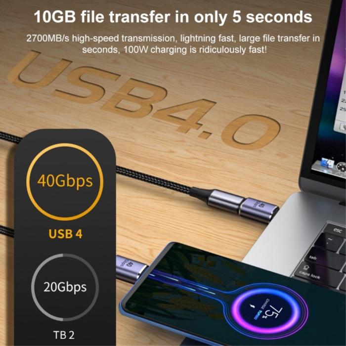 Bild 5, USB-C Hona - USB-C Hona Adapter USB 4.0 Aluminium Blå