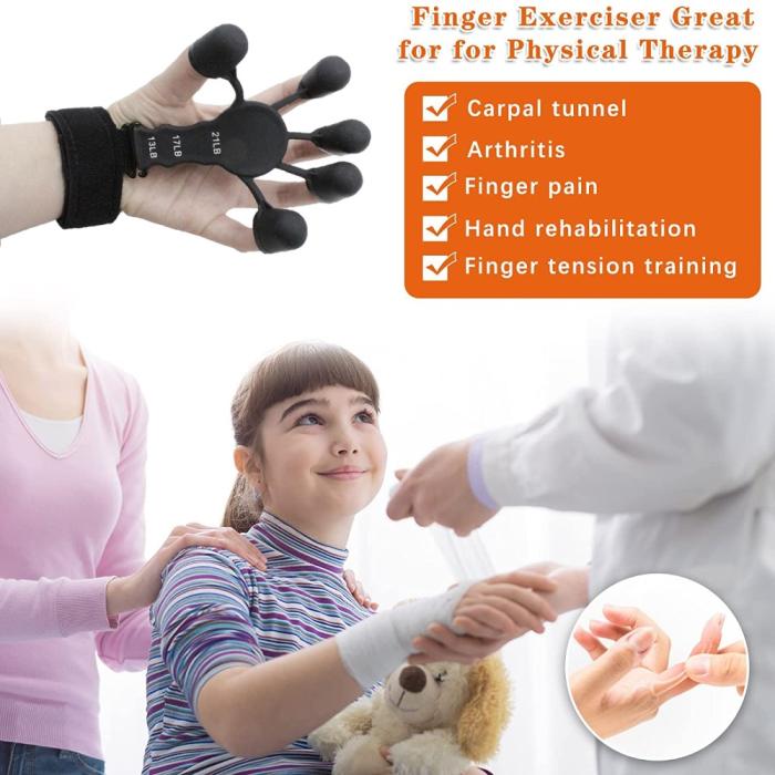 Bild 2, Finger Grip / Fingertränare Justerbart Motstånd Svart