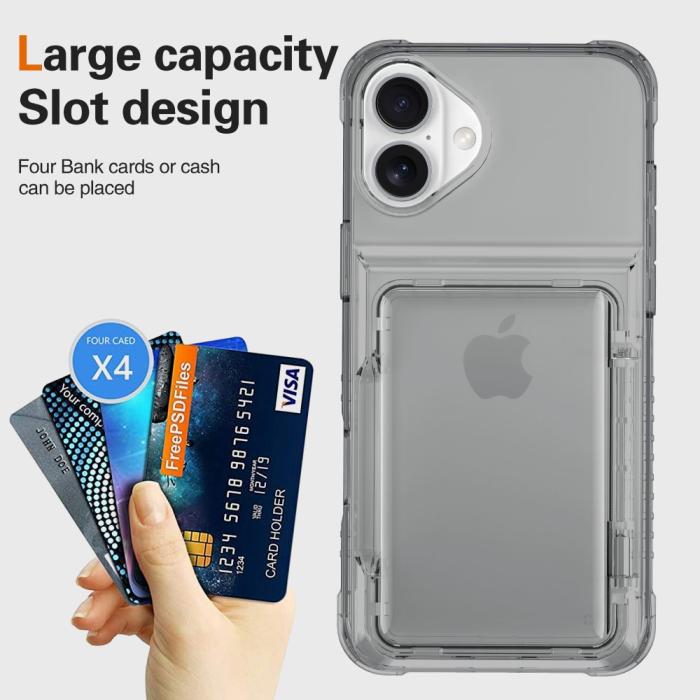 Bild 3, iPhone 16 Plus Skal Kickstand Med Korthållare Tonad Svart
