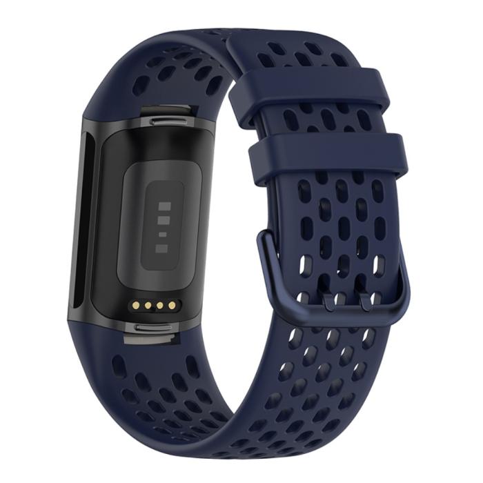 Bild 2, Fitbit Charge 6 / 5 Armband Silikon Ihåligt Mörk Blå