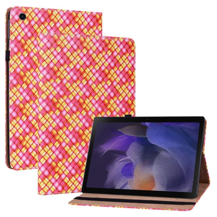Bild 1, Samsung Galaxy Tab A8 10.5 Fodral Vävd Textur Rosa/Gul
