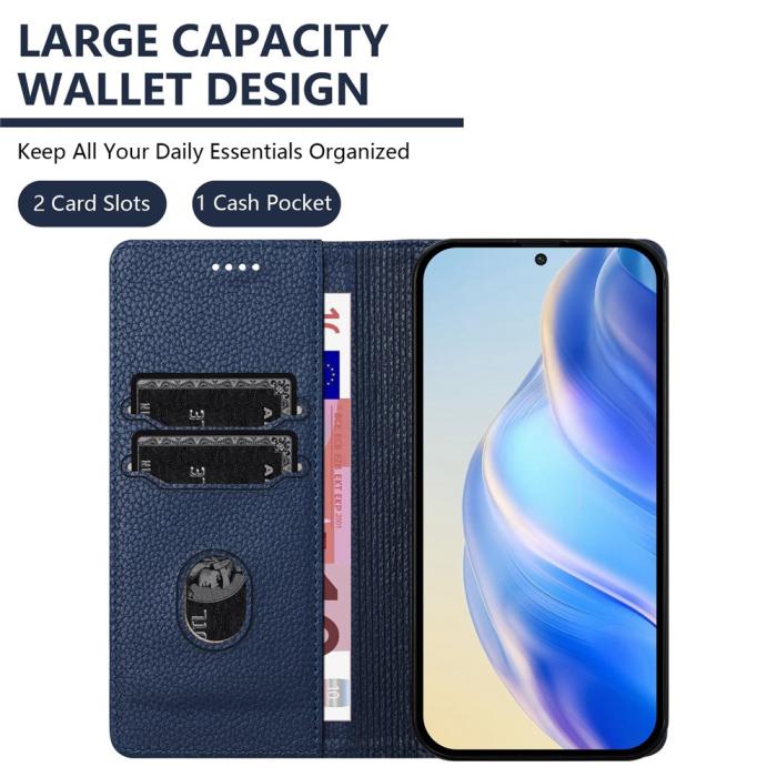 Bild 6, Google Pixel 10/10 Pro / 9/9 Pro Fodral RFID Litchi Läder Blå