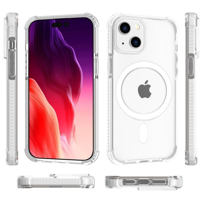 Bild 4, iPhone 15 Plus Skal MagSafe Shockproof Hybrid Vit